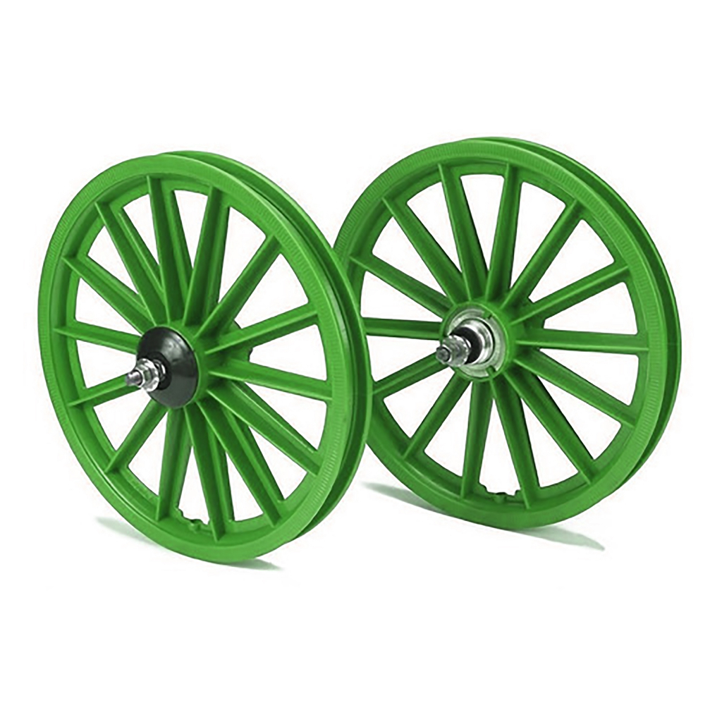 Roda Nylon Aro 16 Verde C/eixos AMR - Par De Rodas Bike Infantil