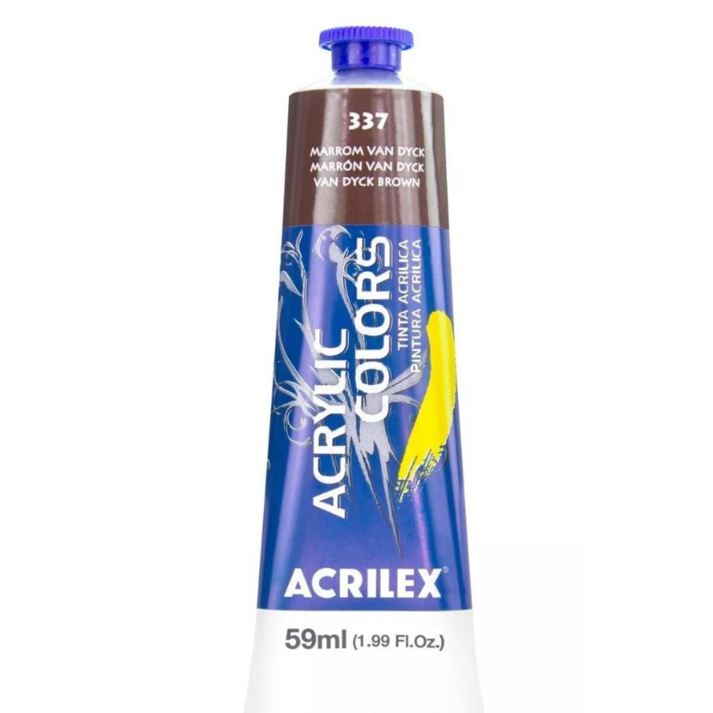 Tinta Acrílica para Pintura em Tela Acrilex Bisnaga grande de 59ml Cor: 337 - Marrom Van Dyck