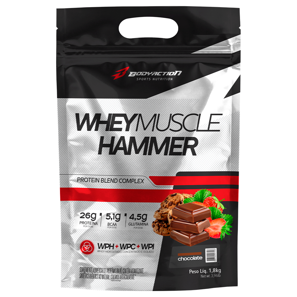 Whey Muscle Hammer Bodyaction - Em Refil de 900g ou 1,8kg - Blend de Proteínas WPC e WPI