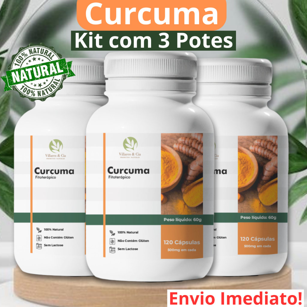 Kit 3 Curcuma - 360 Cápsulas 500mg - Original