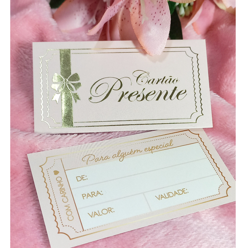 Cartão vale presente hot stamping Agradecimento ao Cliente pela compra, ticket mimo para cliente, voucher natal ano novo em Oferta na Shopee