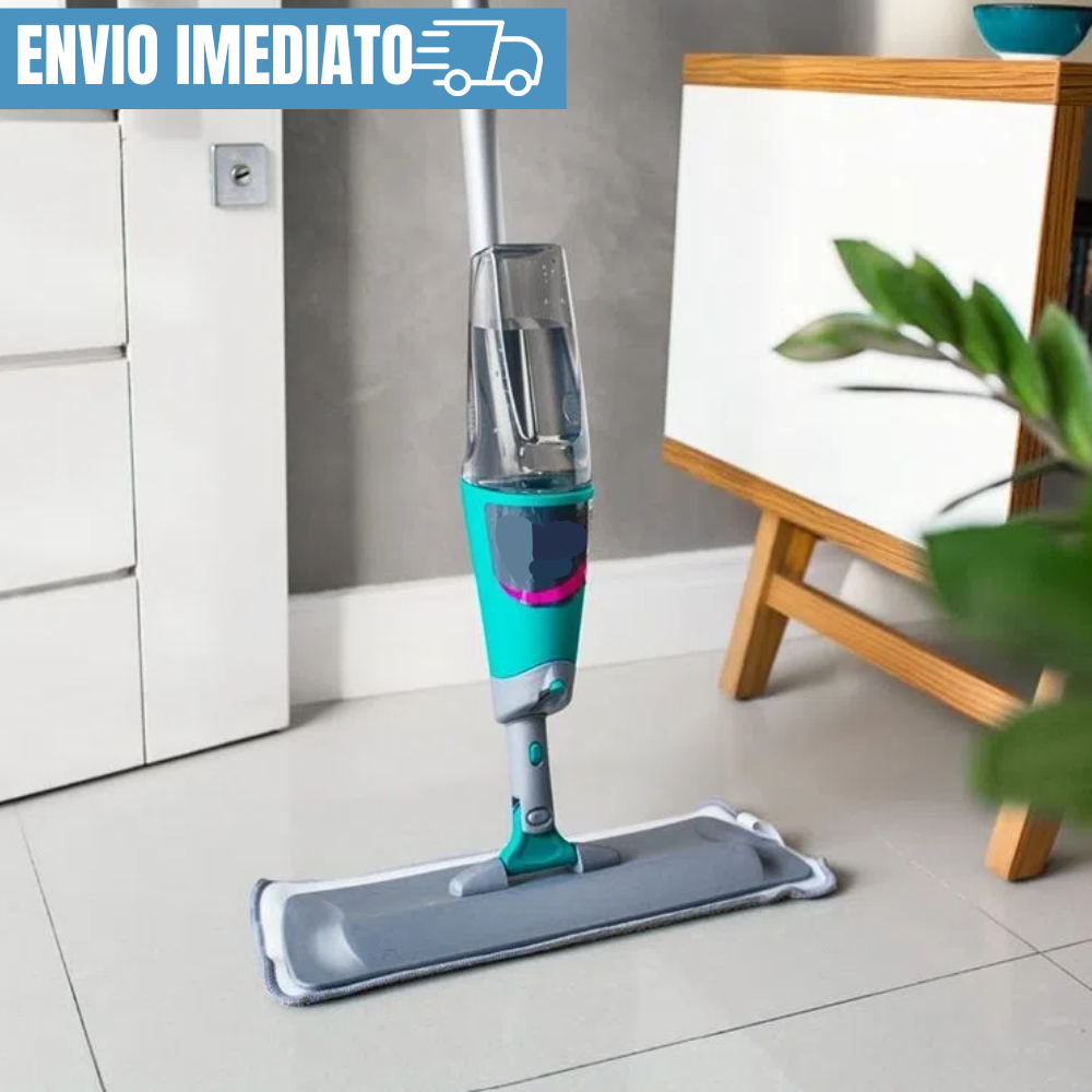 Mop Spray Vassoura Rodo Magico Giratório Com Reservatório Microfibra Esfregão Azul Fácil Limpeza de Piso - WELLMIX