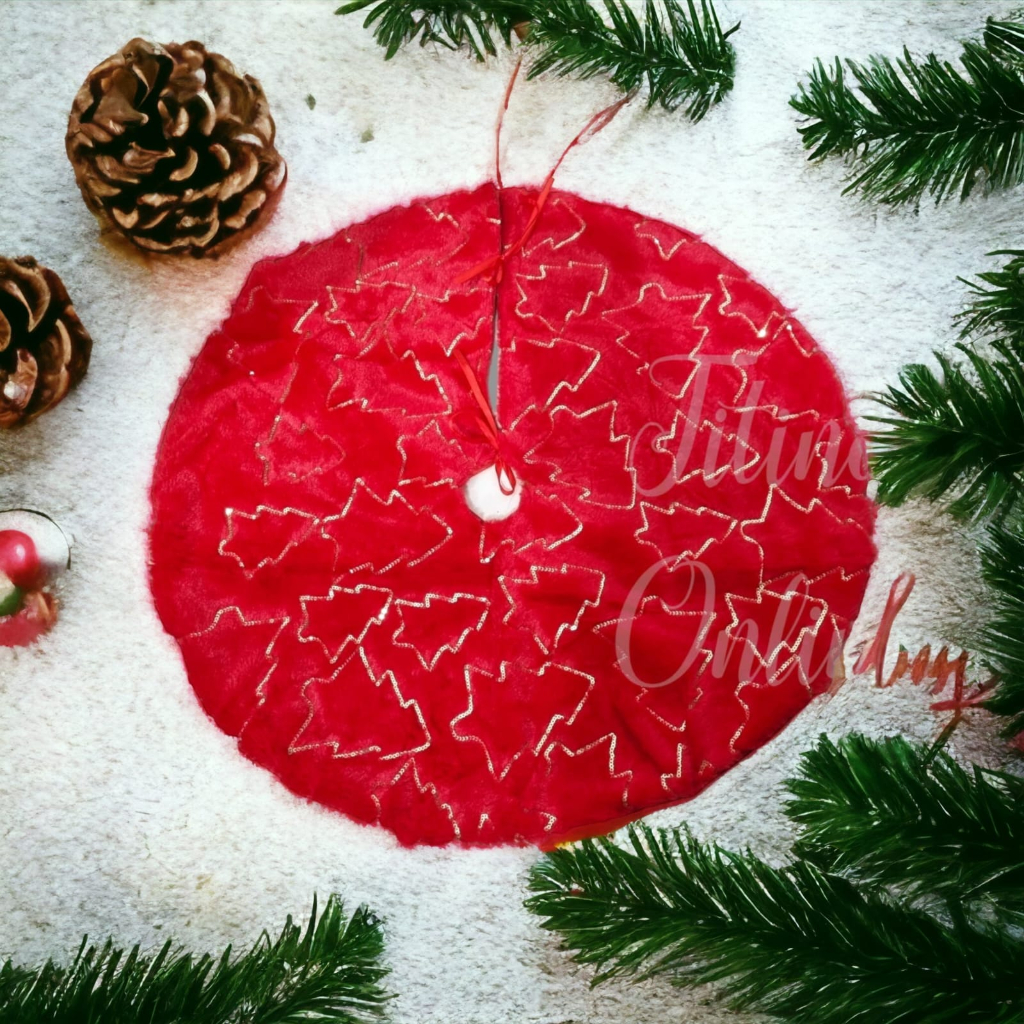 Saia Tapete Base Para Árvore De Natal Vermelha Grande 90 cm Enfeite Decoração Natalina
