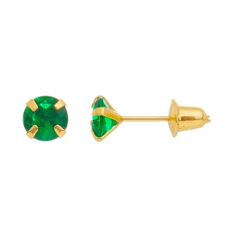 Par De Brincos Em Ouro 18k Zircônia 5mm Verde