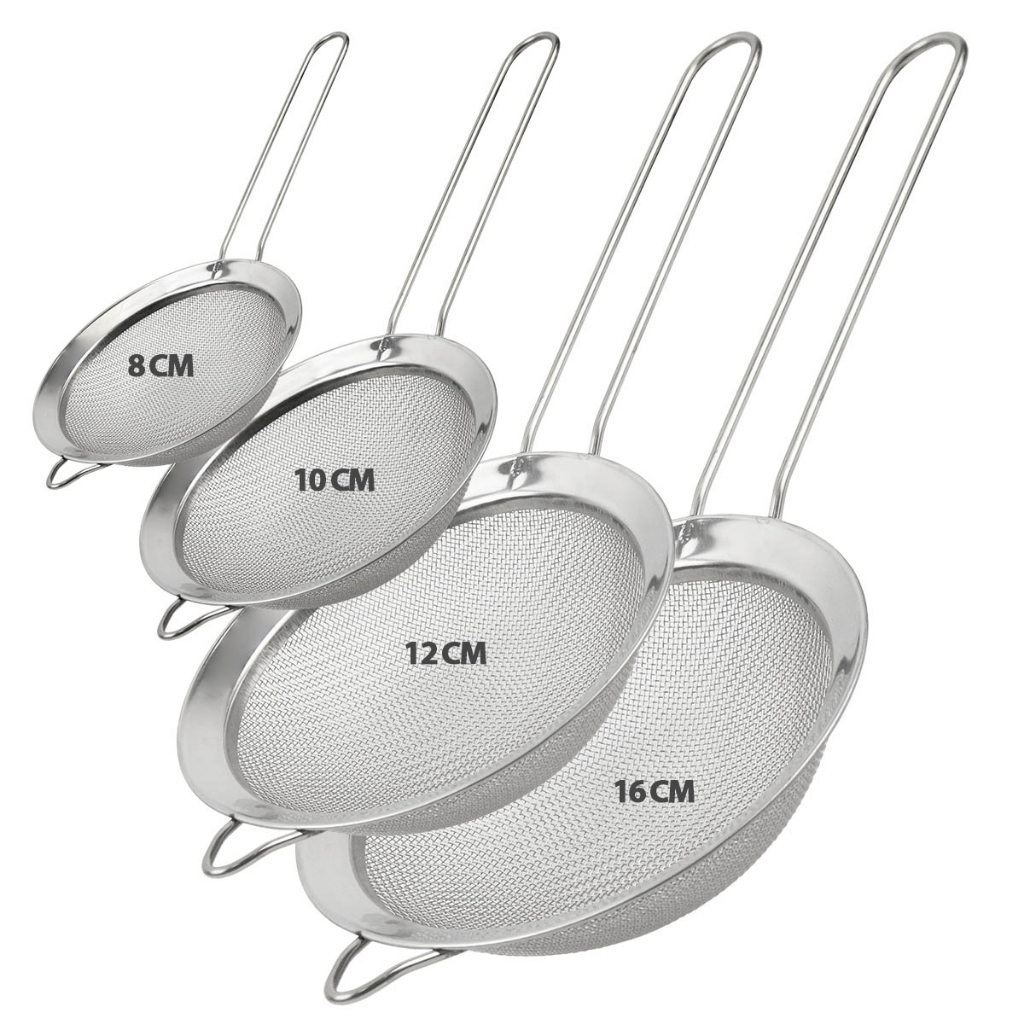 Kit 3 Peneira Coador Em Aço Inox Para Cozinha Tamanho P M G 8/10/12/16cm Polvilhar Açúcar Farinha em Oferta na Shopee