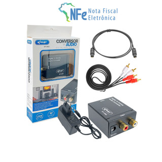 Kit Conversor de Áudio Digital Óptico para RCA Analógico com Cabos RCA e Óptico Toslink para TV Blu-Ray PS2 PS3 PS4 Xbox - Coaxial