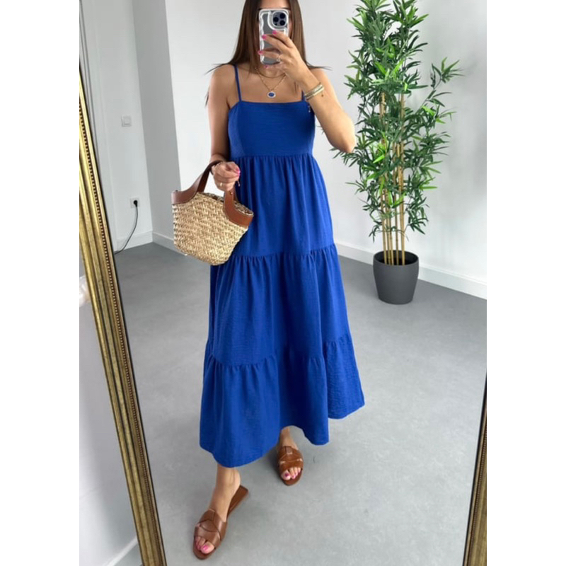 Vestido Feminino Longo Três Marias Tecido Duna com Alça Regulável