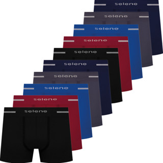 Kit 10 Cuecas Boxer Selene Masculino Microfibra Box Sem Costura Original