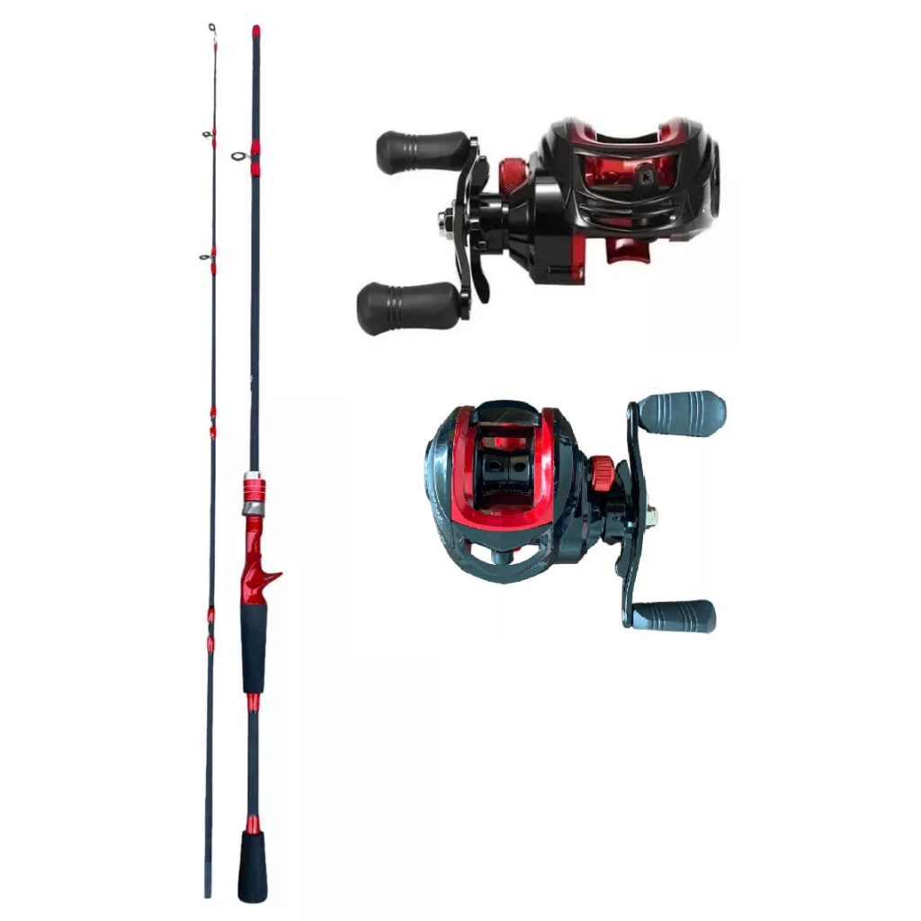 Kit Carretilha Cmik 19 Rol  Sistema Anti Cabeleira + Vara Carretilha Fibra de carbono 8-20 LBS 1,80m