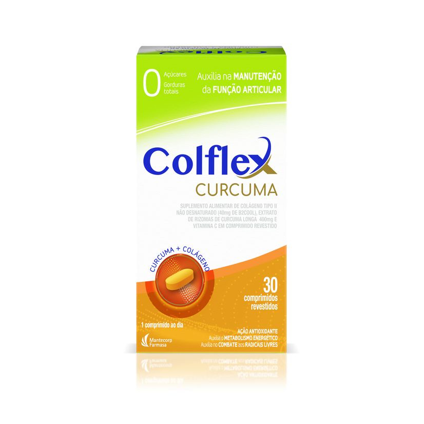 Colágeno Colflex Curcuma Tipo II Não Hidrolisado 30 Comprimidos