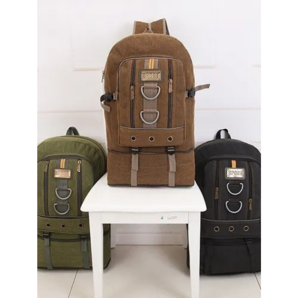 Mochila de Lona Unissex Grande 50l com Altíssima Qualidade e Resistente Á água em Oferta na Shopee