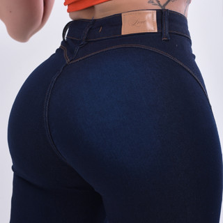 Calça Jeans Feminina Levanta Bumbum Com Lycra Cintura Alta Sem Bolso