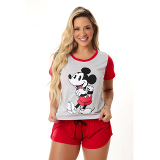 Baby Dool Feminino Manga e Short Doll Estampado Personagem Temático