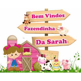 Display MDF de chão - Fazendinha Rosa Personalizado (INFORME NOME NO CHAT AO VENDEDOR)