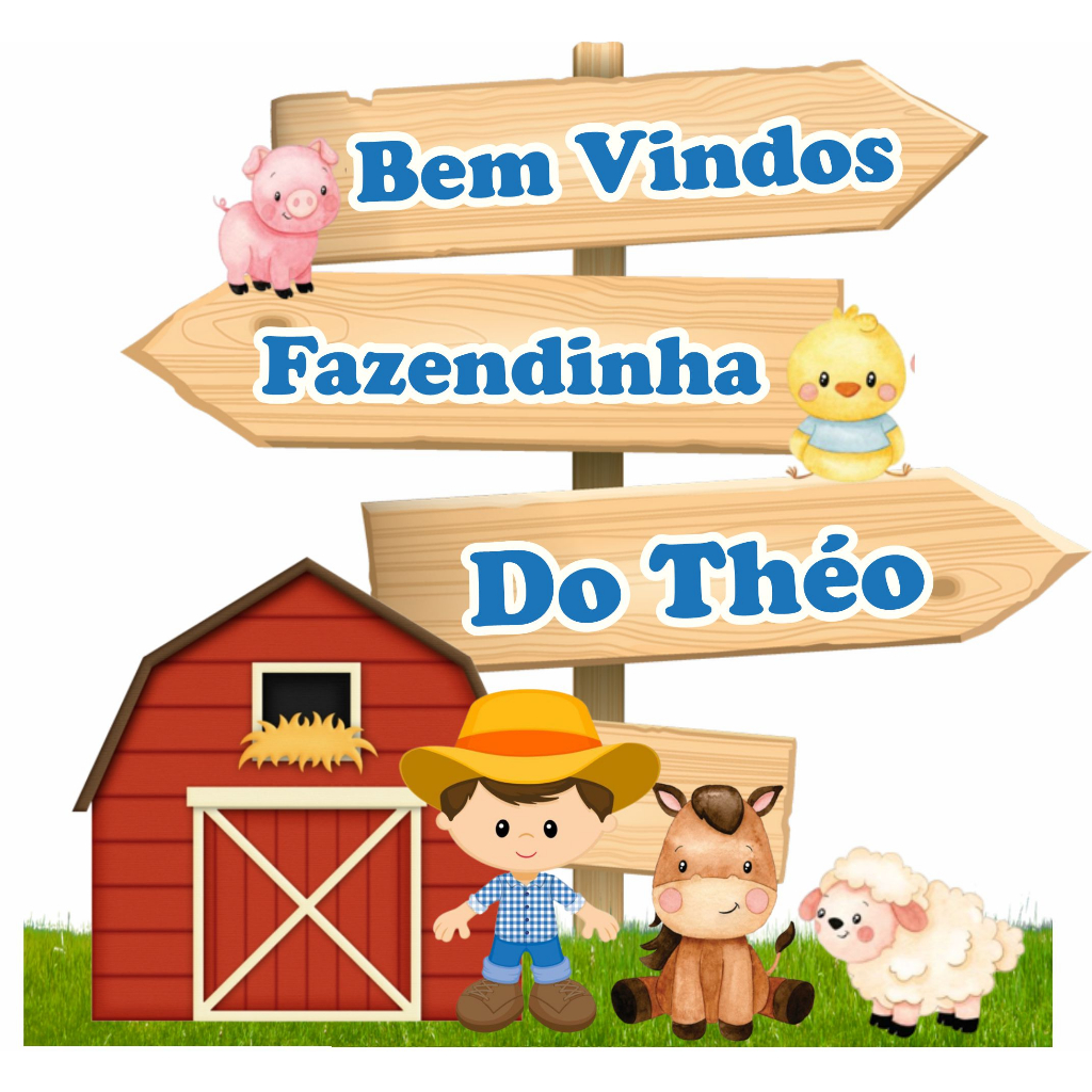 Display MDF de chão - Fazendinha Menino Personalizado (INFORME NOME NO CHAT AO VENDEDOR) em Oferta na Shopee