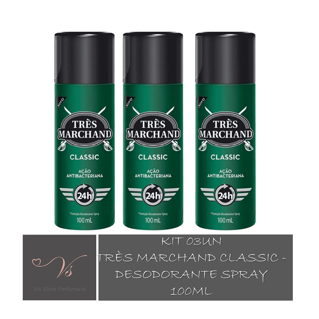 Kit com 03un Très Marchand Classic - Desodorante Spray 100ml