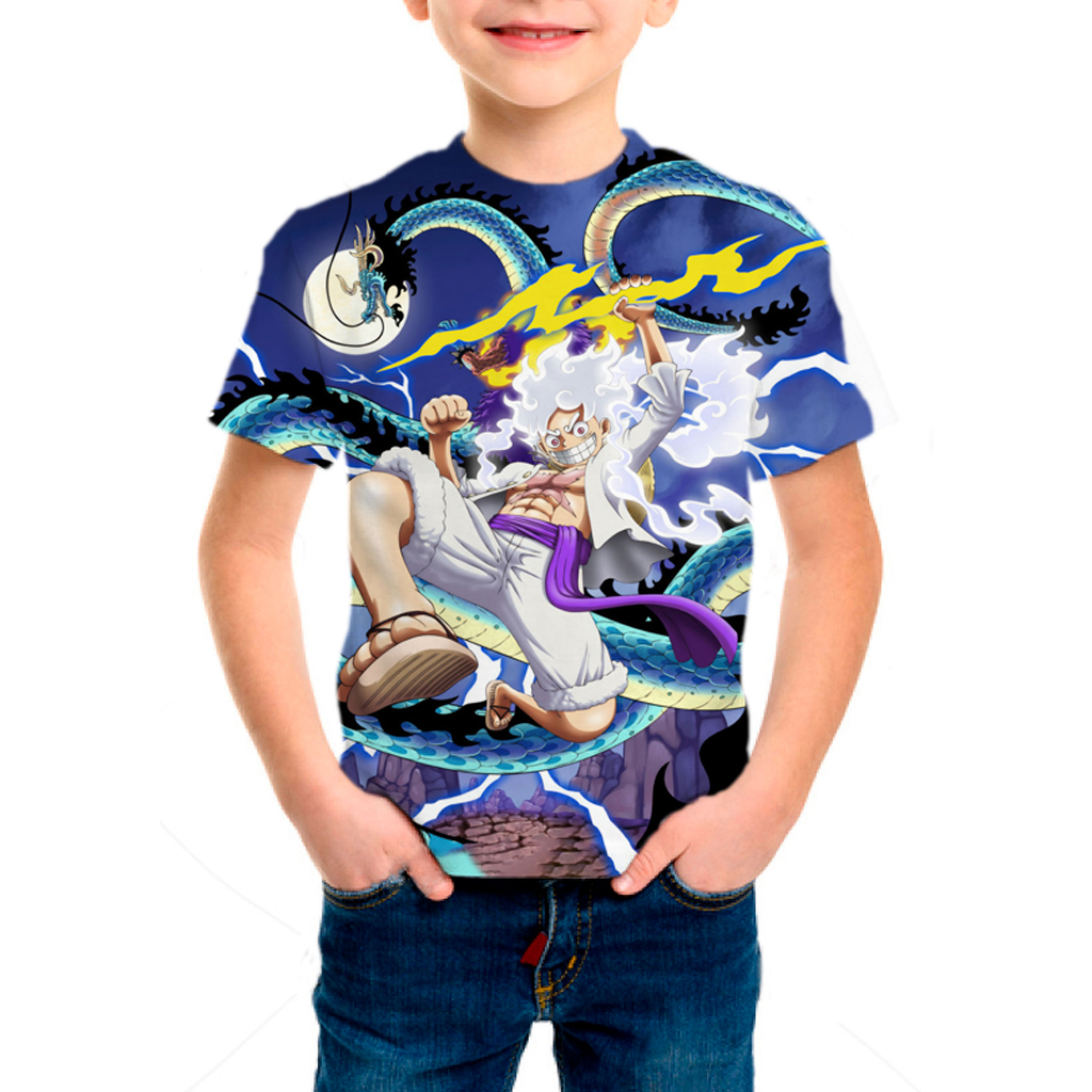 Camiseta Infantil One Piece Monkey D Luffy - Gear 5 Mod 03