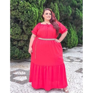 Vestido feminino longo plus size | Forrado | Do 48 ao 60