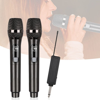 2 Microfones Sem Fio Duplo Profissional Dinâmico Recarregável Uhf para Karaoke