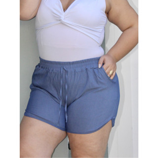 Short Jeans Leve Feminino Plus Size G1-G2-G3 Com Bolsos Cintura esticar