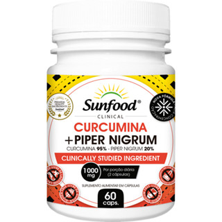 Cúrcuma + Pimenta Negra Curcumina 95% e Piper Nigrum 20% 1000mg 60 Cápsulas Sunfood