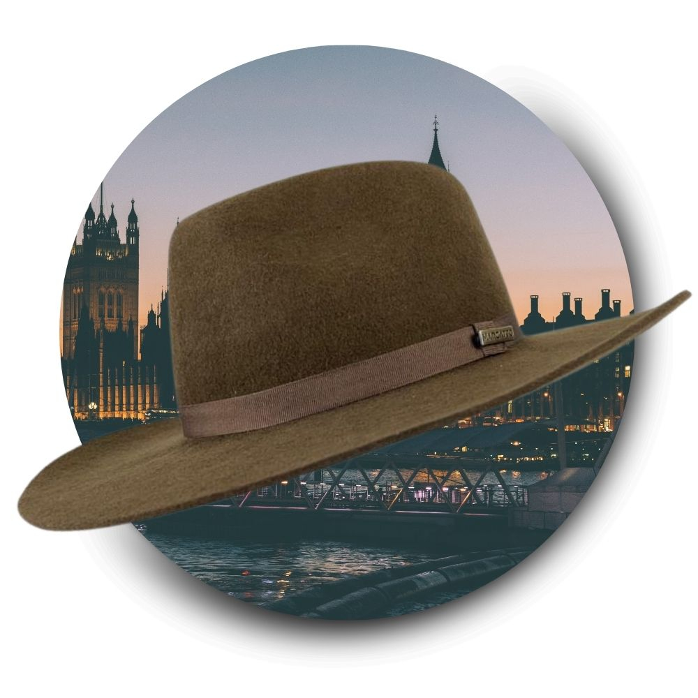 Chapéu Social Marcatto Masculino Em Feltro Marrom Aba 8 Copa 9 Carneira em Tecido