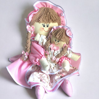 Bonecas de Pano Mamãe 50cm e Filhinha 20cm Brinquedo Decoração Bebê