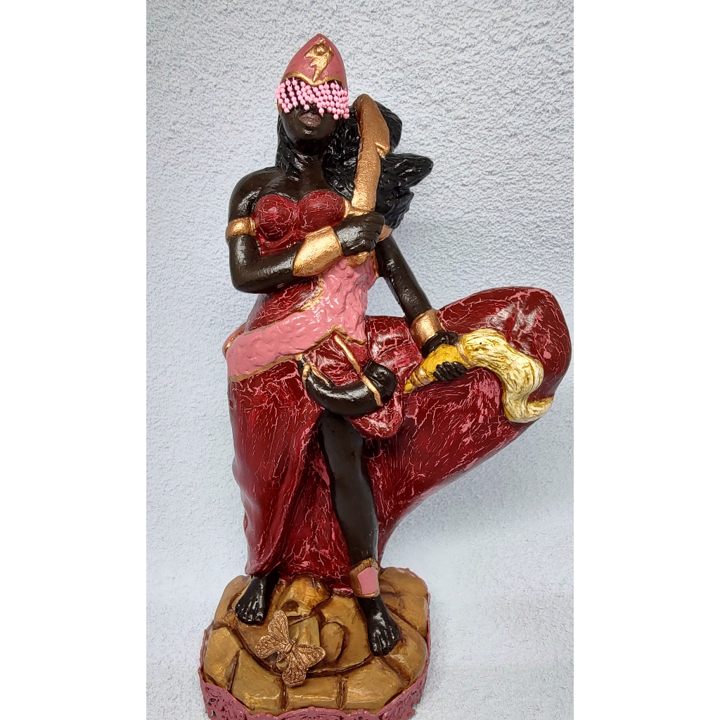 Imagem Iansa - Matamba - Deusa Africana - Rosa / Vermelha 22cm altura