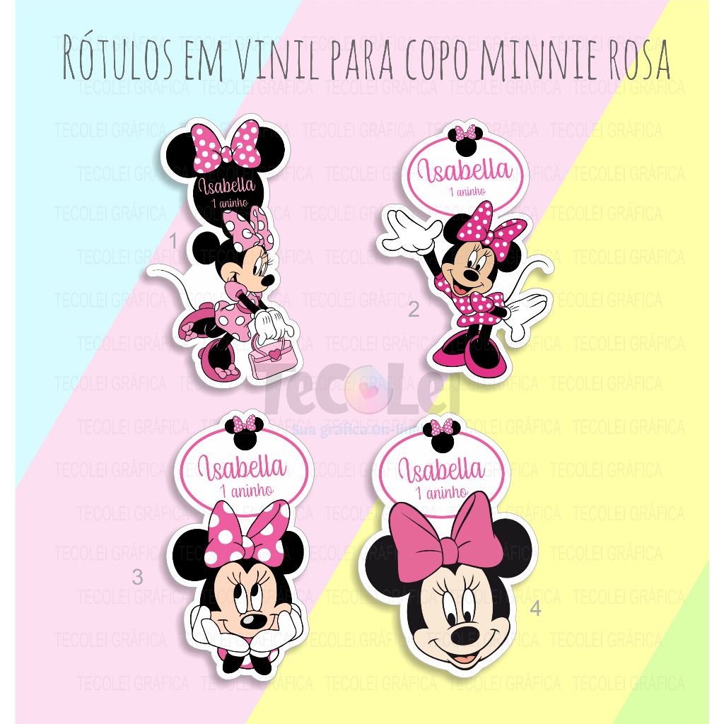 adesivos vinil minnie rosa para copo canudo twister long ou caneca ou garrafa a prova dágua