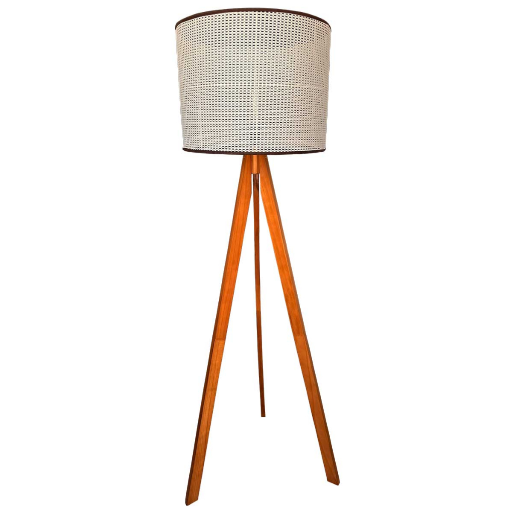 Abajur De Chão Tripé 1,50 Cm Completo Com Cúpula Em Linho E Fiação Luminária De Piso Para ...