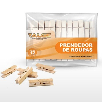 Prendedor De Roupa Madeira Talge 12un