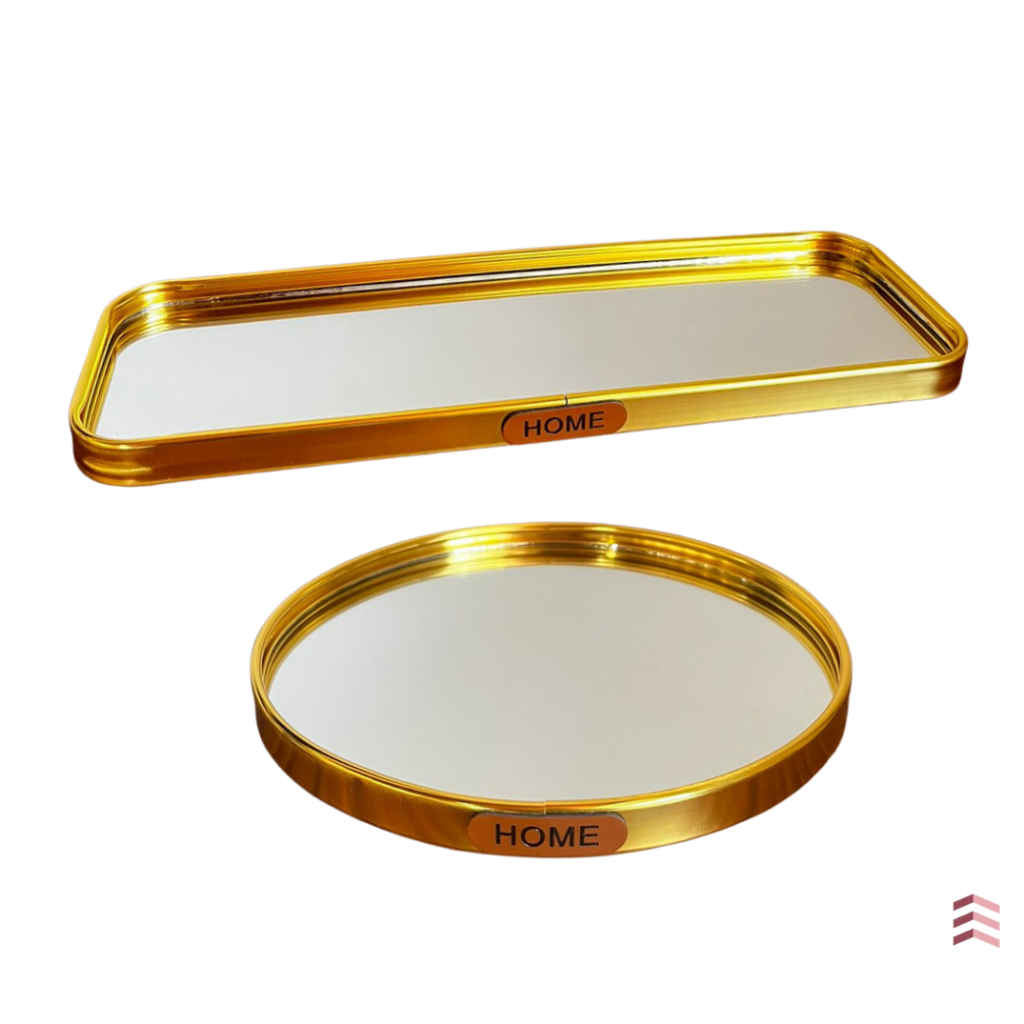 Bandeja Decorativa Dourada Home Metal Espelhada Porta Perfume Porta Sabonete
