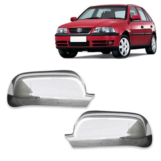 Kit 2 Apliques Cromados Cobre Capa Retrovisor Volkswagen Gol Parati Saveiro G3 G4 1999 a 2014 Golf Santana 1999 a 2006 Bora 1999 a 2011