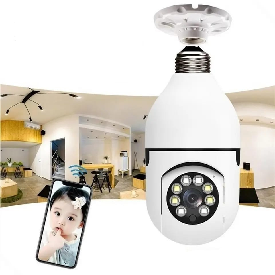 Câmera Lâmpada (100% HD) Usar Cartão De Memória ip wifi giratória 360 com encaixe bocal rosca YOOSEE ou V380 ptz full HD visão noturna