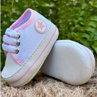 Tenis Sapatinho de Bebe Star para Recem Nascido Menina - Tênis Bebe Star Branco e Rosa - Bebezinho em Oferta na Shopee