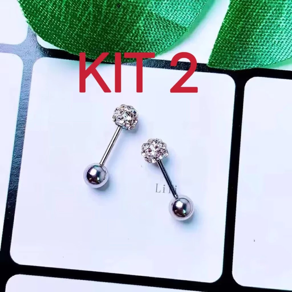 kIit 2 Piercing aço cirúrgico Zircônia Cartilagem Ponto de Luz 8mm