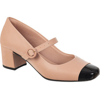 Scarpin Feminino Sapato Boneca Retrô Salto Bloco Grosso Bico Quadrado Confortável Promoção Original Gigil