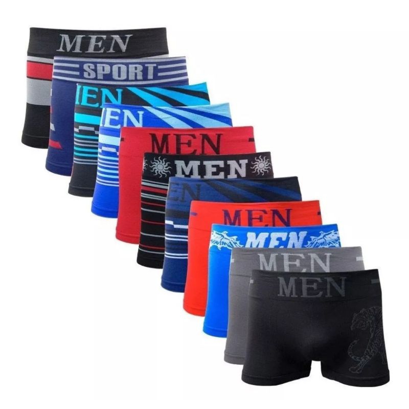 Kit C 10 Cuecas Boxer Microfibra (Juvenil) (10a16 anos) Sem Costura Sortidas