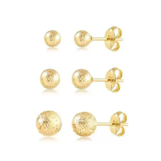 Brincos Feminino Trio de Brincos Bola Lisa E Fosca Folheado A Ouro em Oferta na Shopee