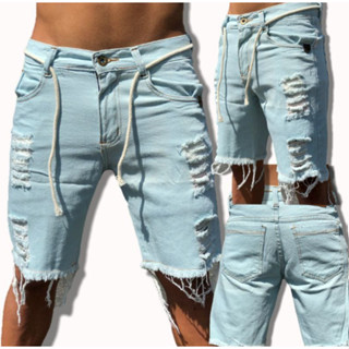 bermuda jeans masculina short masculino rasgado