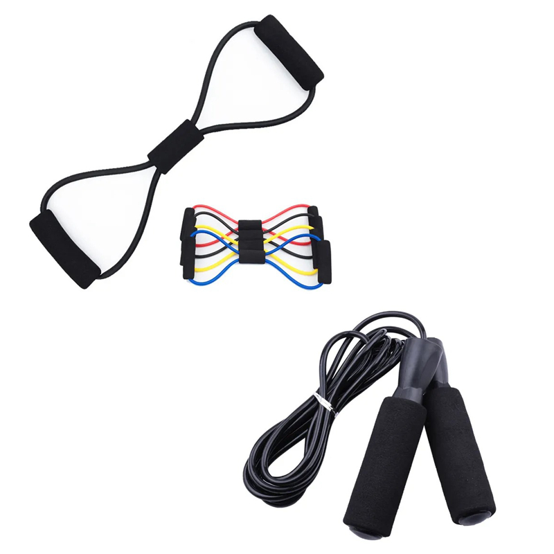 Kit Corda Crossfit e Elástico 8 Musculação Treino Esporte