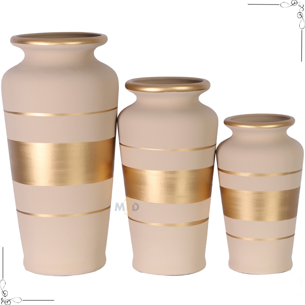 Kit 3 Peças Trio Vaso Grande Decorativo para Sala Conjunto Objeto Decorativo Cerâmica Decoração Enfeite Rack vasos centro de mesa