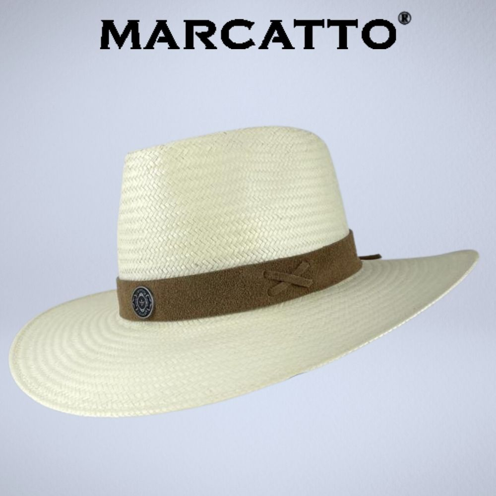 Chapéu Marcatto Original Clássico Regional Fibra Marfim Carneira Em Tecido Bandinha Em Couro Não Amassa