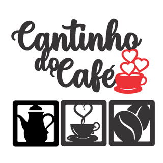 KIT CANTINHO DO CAFÉ 1 PEÇA OU 4 PEÇAS MDF PRETO E VERMELHO ALTO RELEVO 30CM em Oferta na Shopee