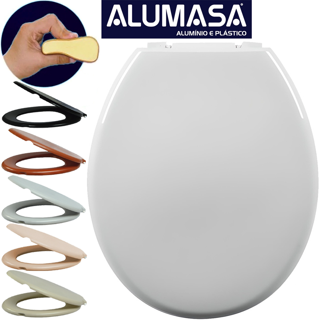 Assento Sanitário Almofadado Florenza Tampa de Vaso Premium Universal Oval Confortável Macio Alumasa - Home & Living