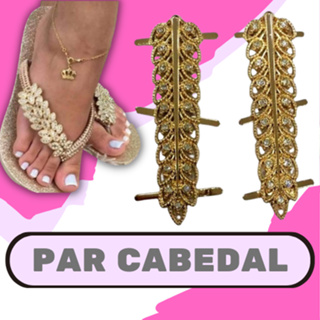 Par de Cabedal para Customização de Chinelos e Sandalias Pedraria Modelo C30 em Oferta na Shopee