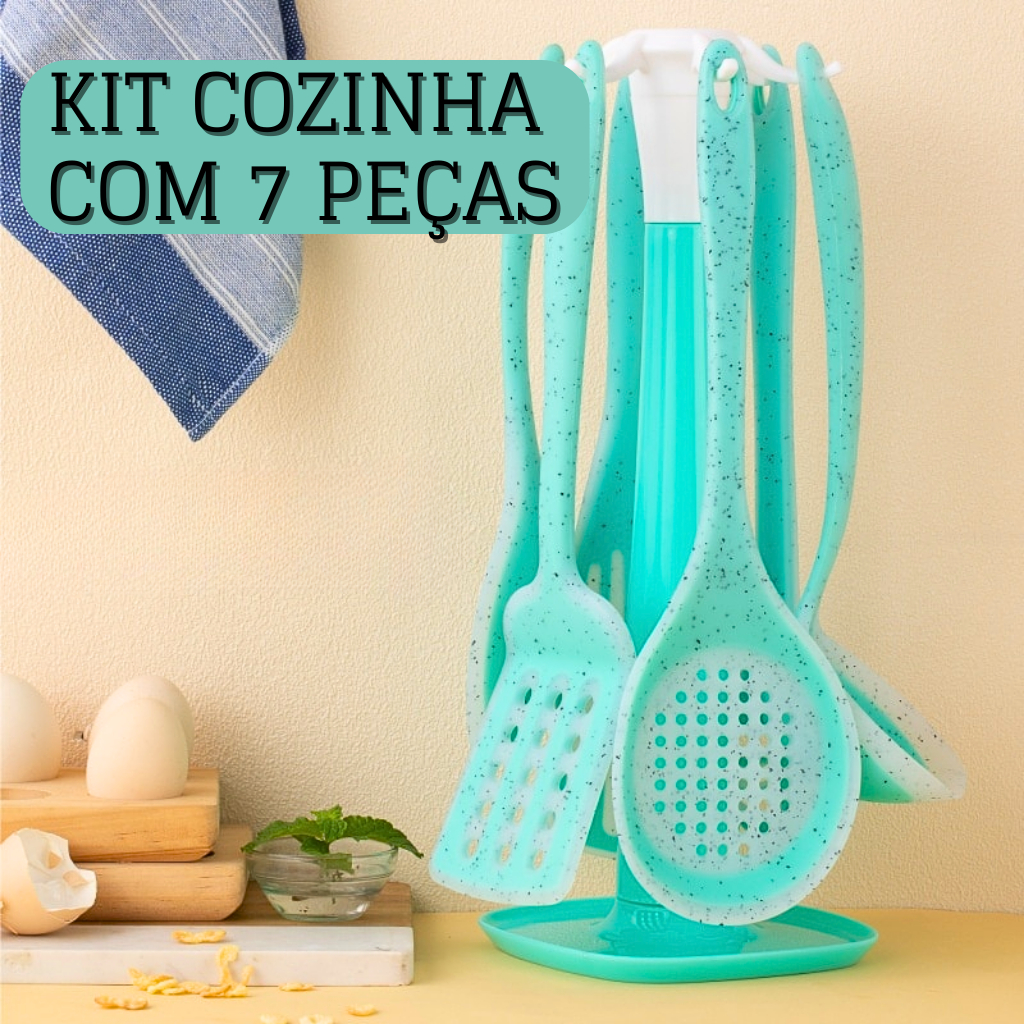 KIT 7 Peças Utensílios de Cozinha 100% Silicone Resistente e Durável Praticidade na Cozinha XUXU BELEZA