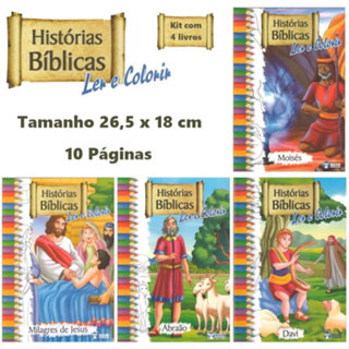 Kit De Livros Infantil - Histórias Bíblicas Ler E Colorir em Oferta na Shopee