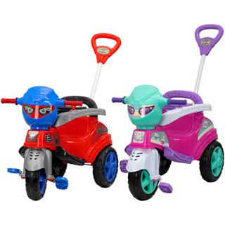 Velotrol Triciclo Motoquinha Infantil Motoca Com Empurrador Motinha