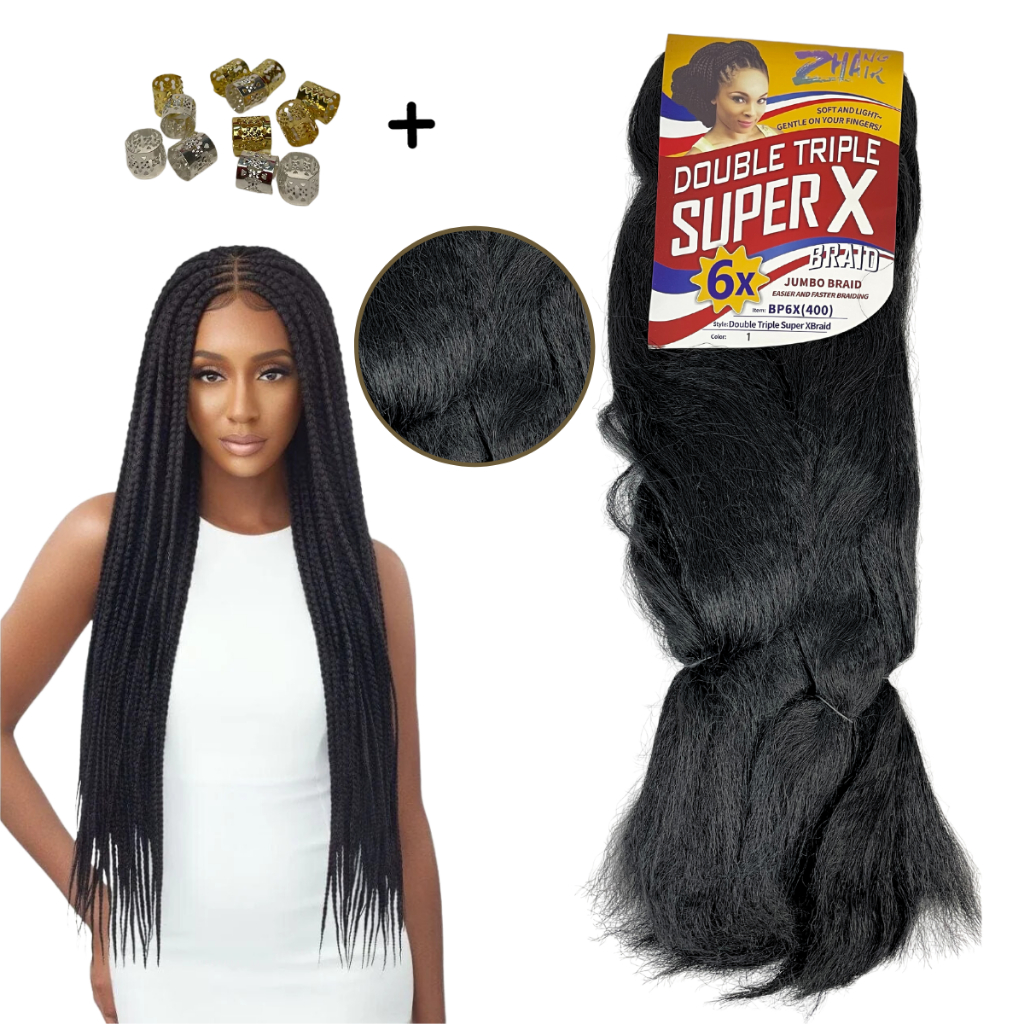 Jumbo Super X Cabelo Premium Traças Zhang Hair 400g Box Braids 100% Fibra kanekalon sintetico